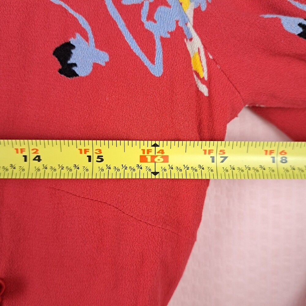 Free People Red Time On My Side S Wrap Mini Dress 3/4 Sleeve Buttons 100% Rayon - Picture 4 of 16